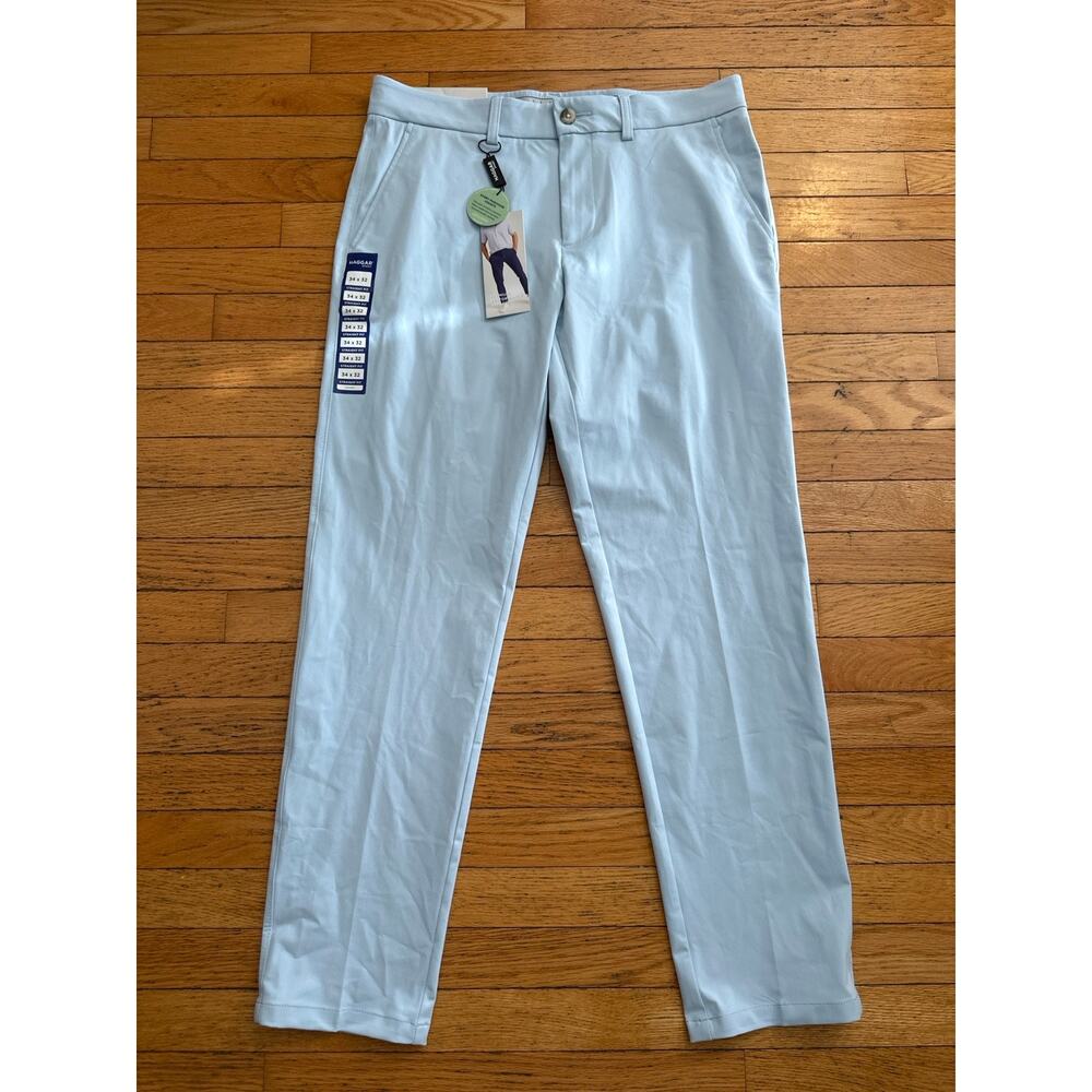 NWT Haggar Sport Travel Performance Pants Mens 34x32 Light Blue Straight Fit - Picture 3 of 5